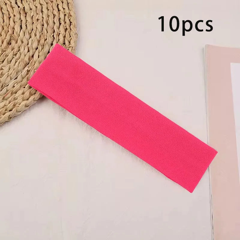 10 Pcs Elastic Hair Bands - Solid Color Fashion Headbands for Women, Sports, Running, Fitness, Yoga & Makeup Accessories