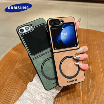 MagSafe Matte PU Leather Case for Samsung Galaxy Z Flip 6/5/4/3 & Z Fold 6/5/4/3 – Magnetic Luxury Flip Cover Skin Feel