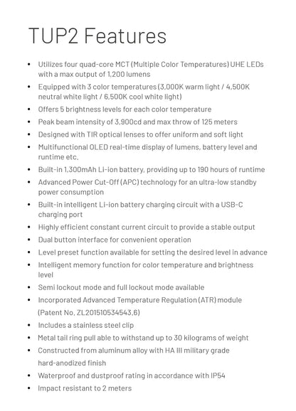 NITECORE TUP2 Mini EDC Keychain Flashlight – USB-C Rechargeable 1200 Lumen for Camping
