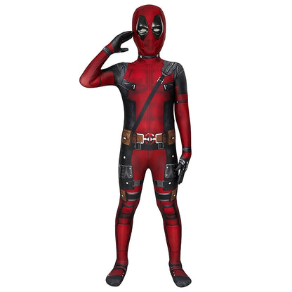 Adult & Kids Deadpool Cosplay Costume – Superhero Jumpsuit with Mask & Swords for Boys