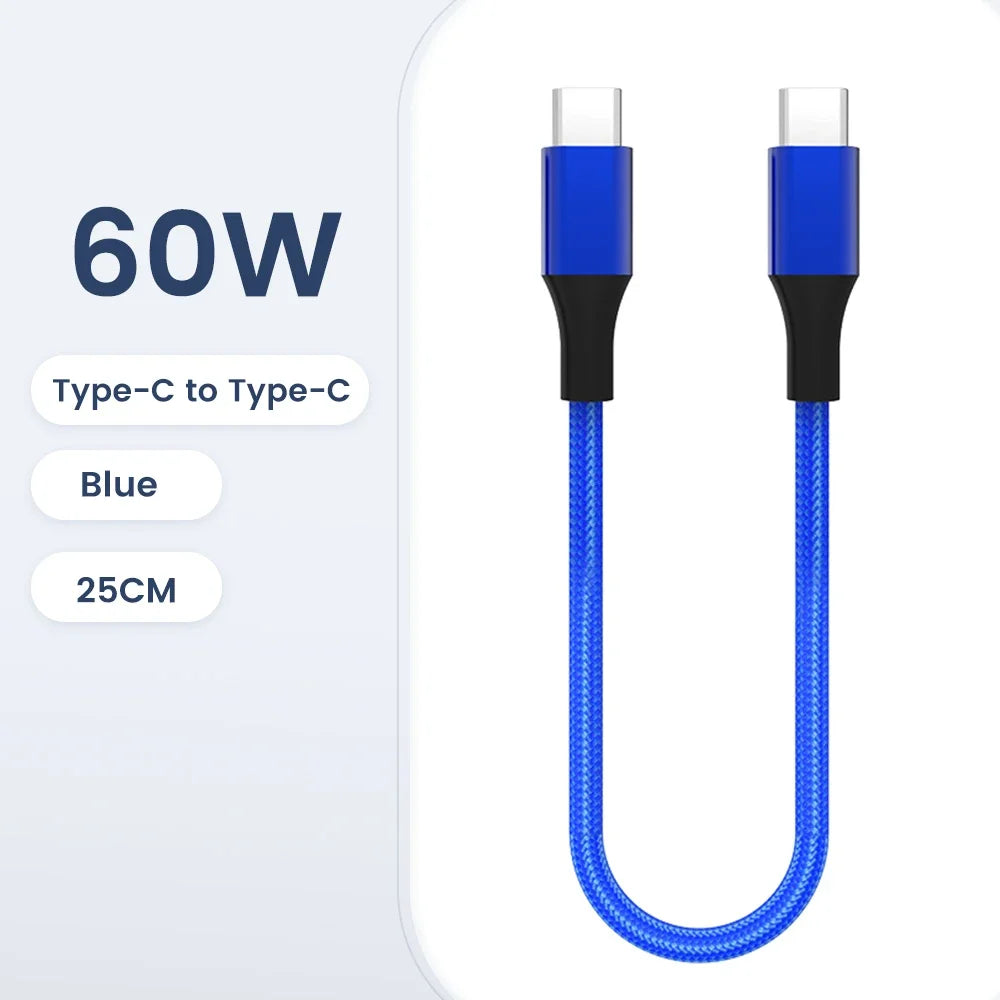 30cm USB-C to USB-C Fast Charging Cable – Compatible with iPhone 15, Xiaomi, Samsung, Huawei & Power Banks
