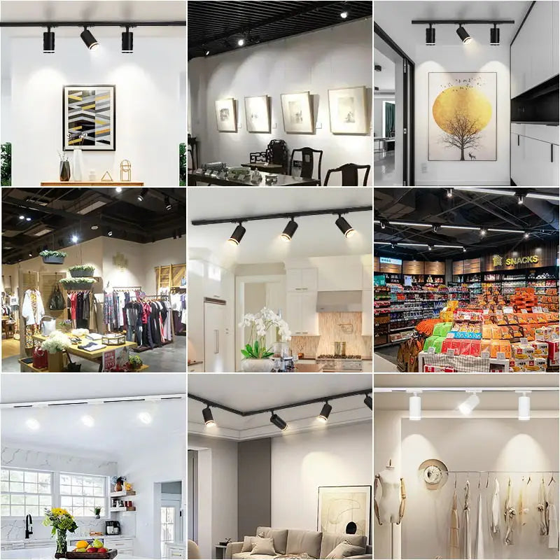 LED Track Light System – 85-265V COB Ceiling Lamp Set with Rails & Spots for Clothing Shops, Living Rooms & Stores