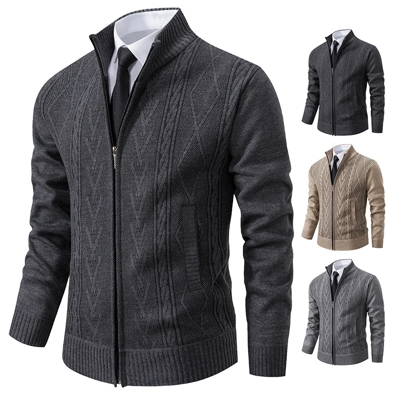 2023 Autumn & Winter Men’s Cashmere Padded Knitted Sweater Coat – Warm Casual Outerwear