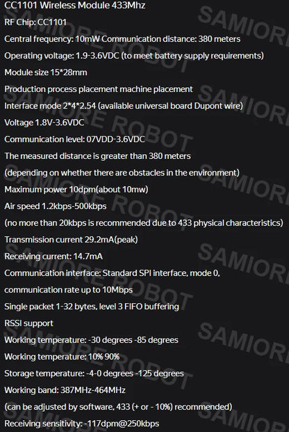 CC1101 433MHz Wireless Transceiver Module — SMA Antenna, Arduino-Compatible Wireless Communication Module