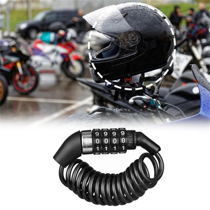 Durable 4-Digit Combination Helmet Lock Chain - Anti-Theft Bike & Motorcycle Cable Lock, Portable Stitch Motor Part