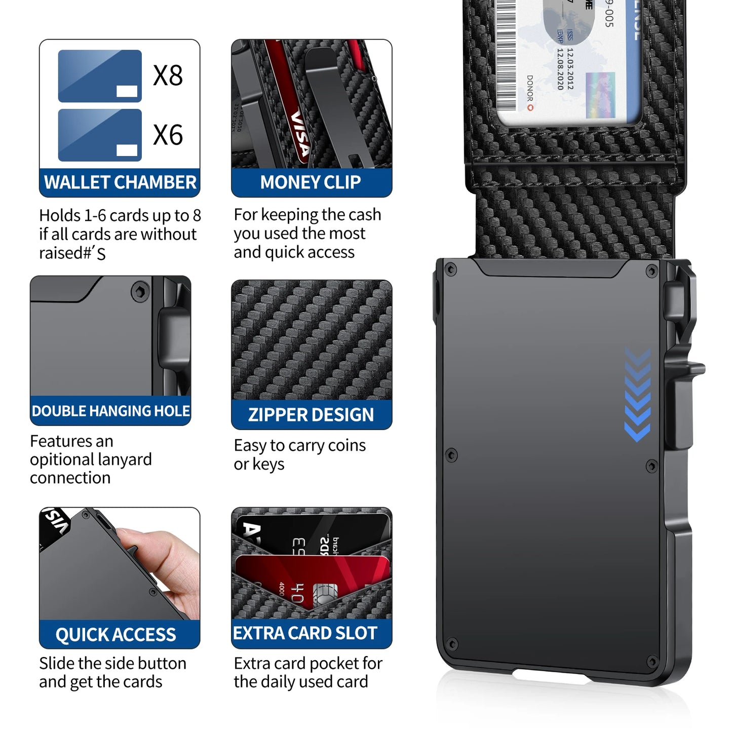 Men's Tactical Bifold Wallet – Metal RFID Blocking, Aluminum Money & Card Holder, Minimalist Design with Gift Box