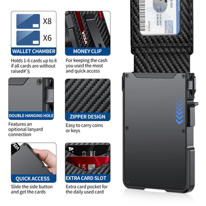 Men's Tactical Bifold Wallet – Metal RFID Blocking, Aluminum Money & Card Holder, Minimalist Design with Gift Box