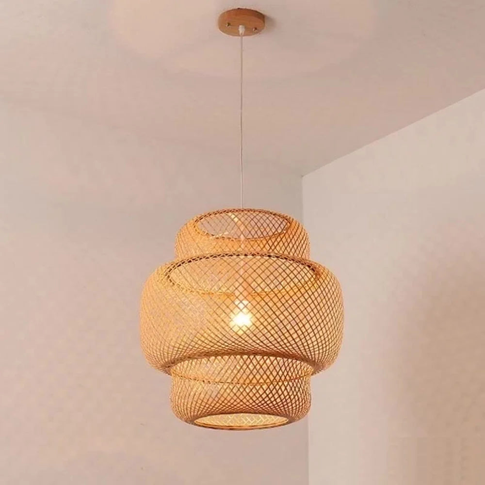Hand Knitted Chinese Style Weaving Hanging Lamps - Bamboo Pendant Lamp - Restaurant & Home Decor Lighting Fixtures