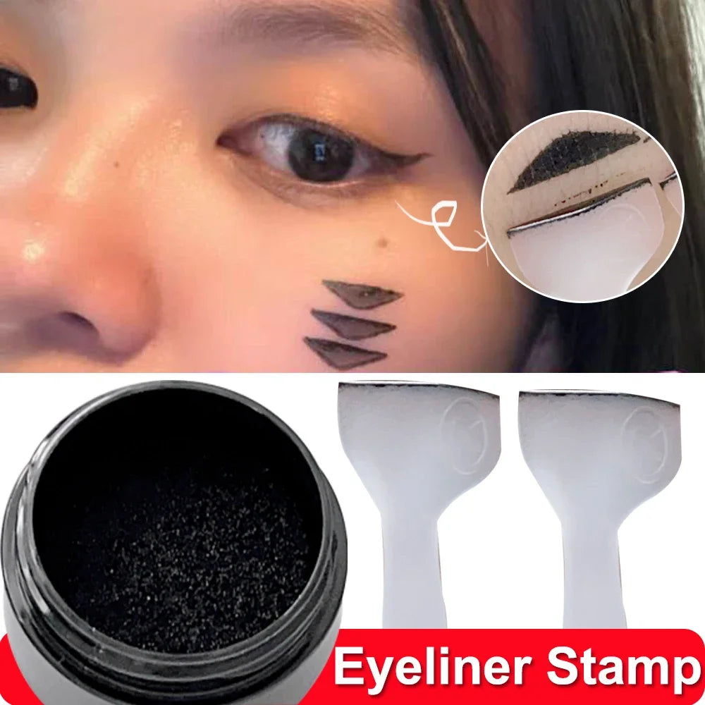 Double-Ended Eyeliner Stamps Set - Long-Lasting Template with Ink for DIY Eye Liner Extension & Makeup Stencils Tools