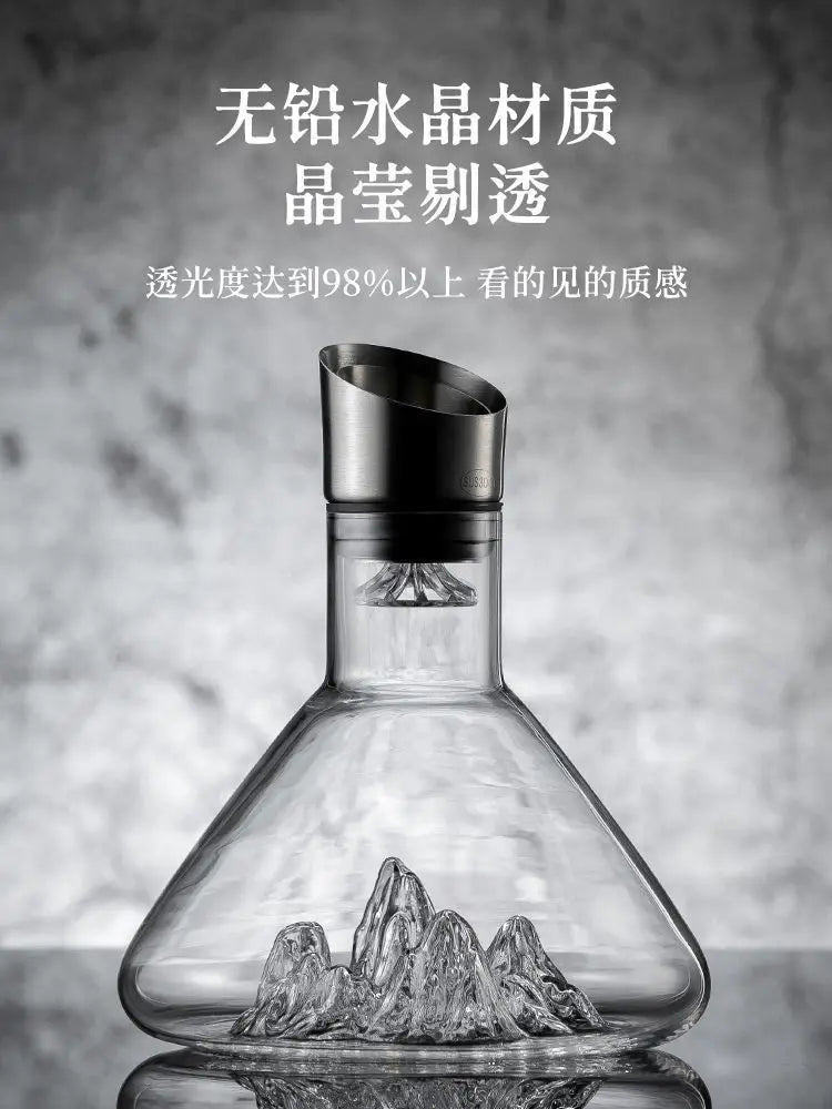 1500ML Iceberg Whisky & Wine Decanter – Handmade Lead-Free Crystal Carafe with Thickened Pourer, Bar Accessories