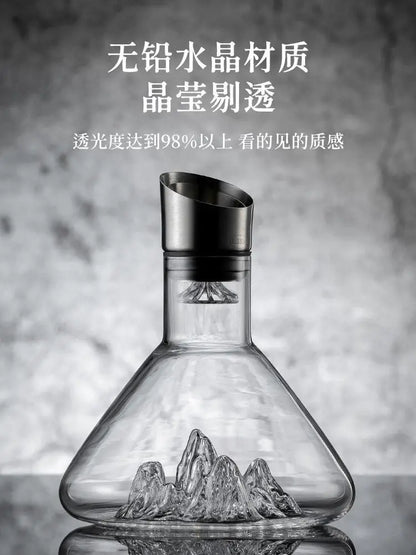 1500ML Iceberg Whisky & Wine Decanter – Handmade Lead-Free Crystal Carafe with Thickened Pourer, Bar Accessories