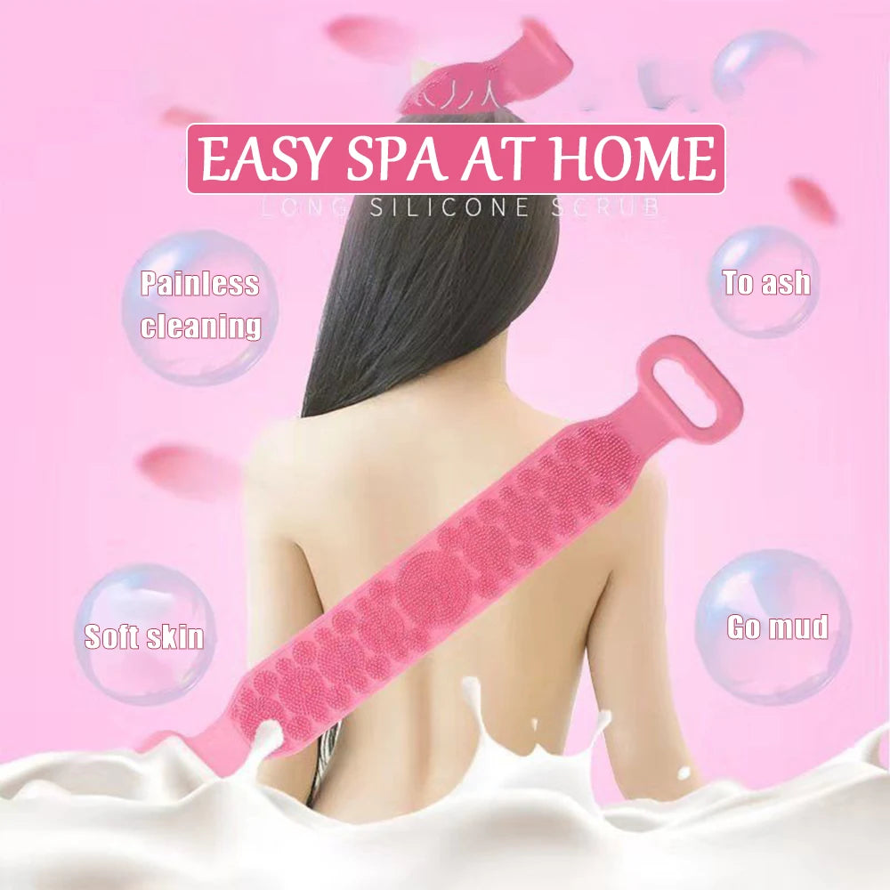 Body Silicone Brush - Exfoliating Sponge for Gentle Shower Scrub, Back Brush, and Stain Removal Bath Belt - Bathroom Clean Tool