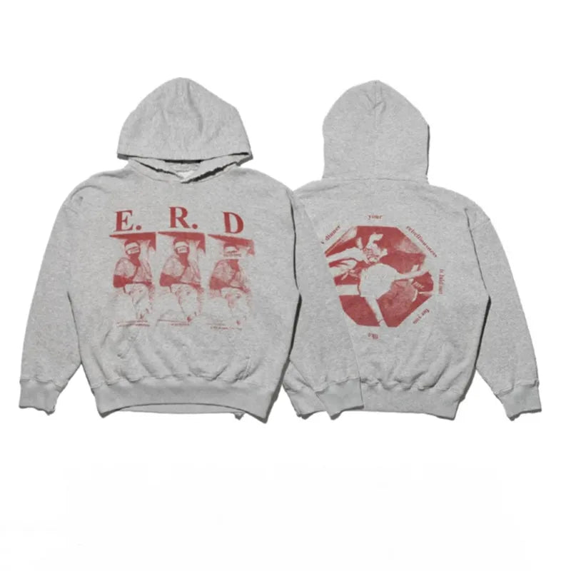 2025SS Ripped E.R.D. Hoodie – Men & Women Slogan Print Short Wide Sweatshirt