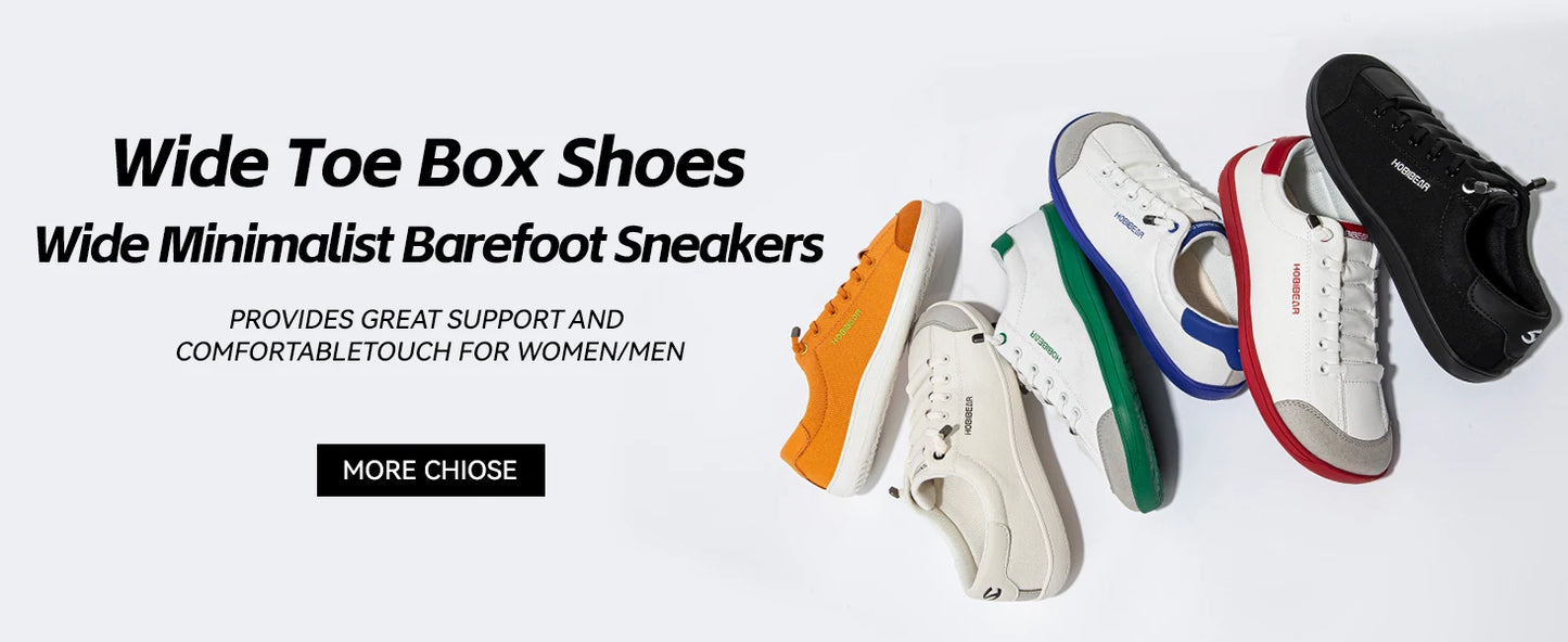 HOBIBEAR Unisex Barefoot Shoes – Zero Drop Wide Toe Casual Canvas Minimalist Walking Sneakers