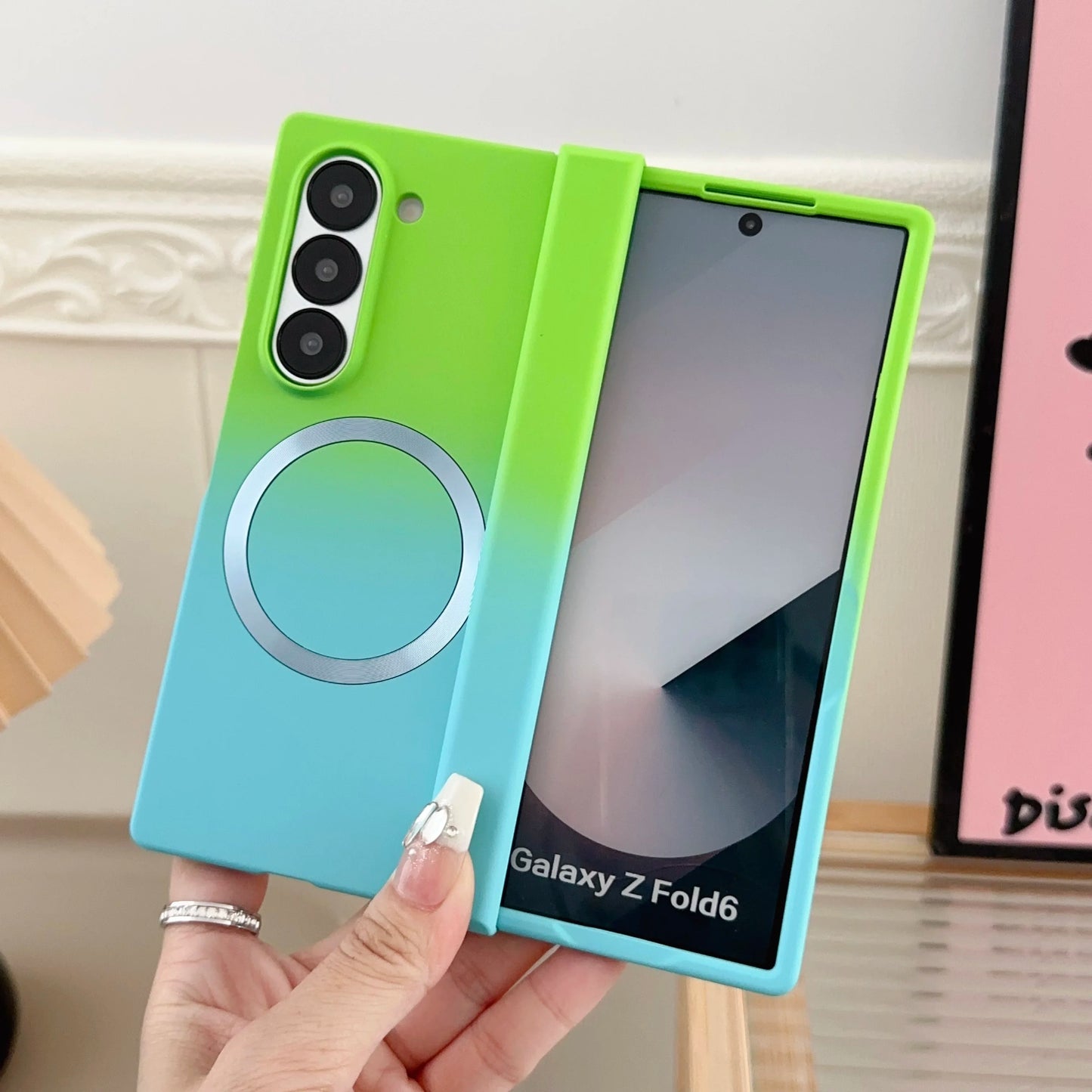 Magnetic Magsafe Wireless Charging Case — Gradient Liquid Silicone Bumper for Samsung Galaxy Z Fold 3-7