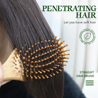 Bamboo Hair Brush for Women – Wide Tooth Styling Comb, Scalp Massage Brush for Smooth Hair & Barber Use