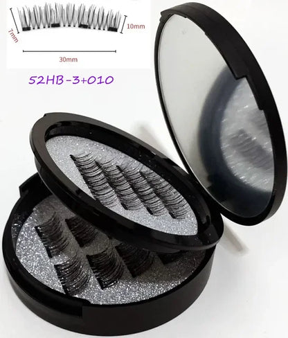 12PCS Magnetic False Eyelashes – Half Lashes Set with Double Box, Mirror & Applicator, Reusable Beauty Makeup