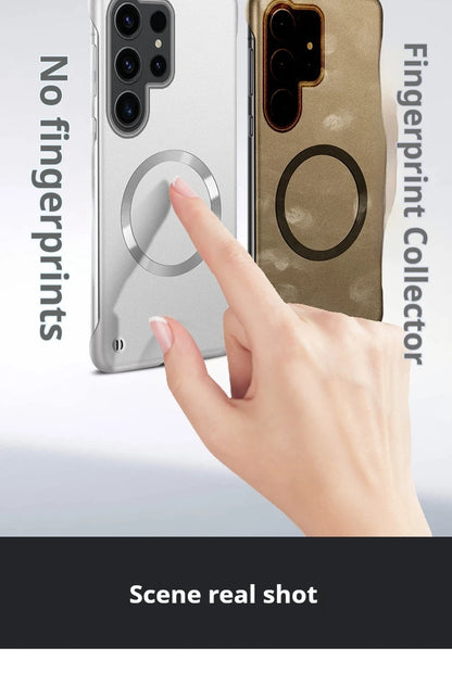 Ultra Thin Magnetic Metal Case for Samsung S25/S24 Ultra, S23/S22 FE – Frameless Matte PC Cover with MagSafe Compatibility