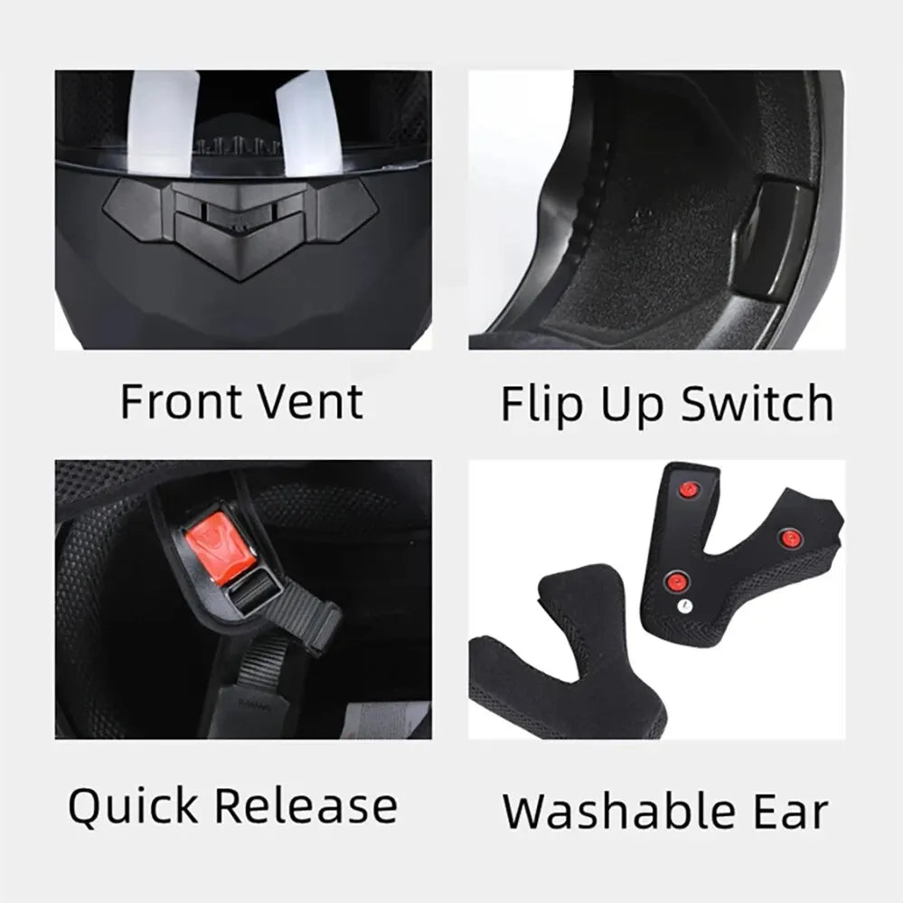 Personalized Dual-Lens Flip-Up Motorcycle Helmet — Motocross Racing Modular Full-Face Helmet for Men & Women, Fashionable Cascos Para Moto