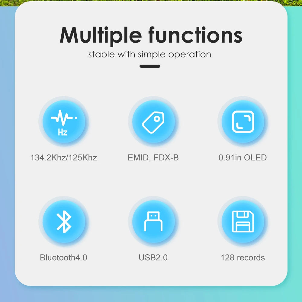 Handheld Animal RFID Reader - 134.2KHz & 125kHz Pet Microchip Scanner, USB/Bluetooth Tag Reader for Cats & Dogs with Tags
