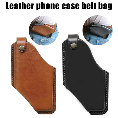 Leather Men’s Phone Case Pouch, Belt Waist Bag for iPhone, Cellphone Holster, Wallet & Purse Waist Pack Holder