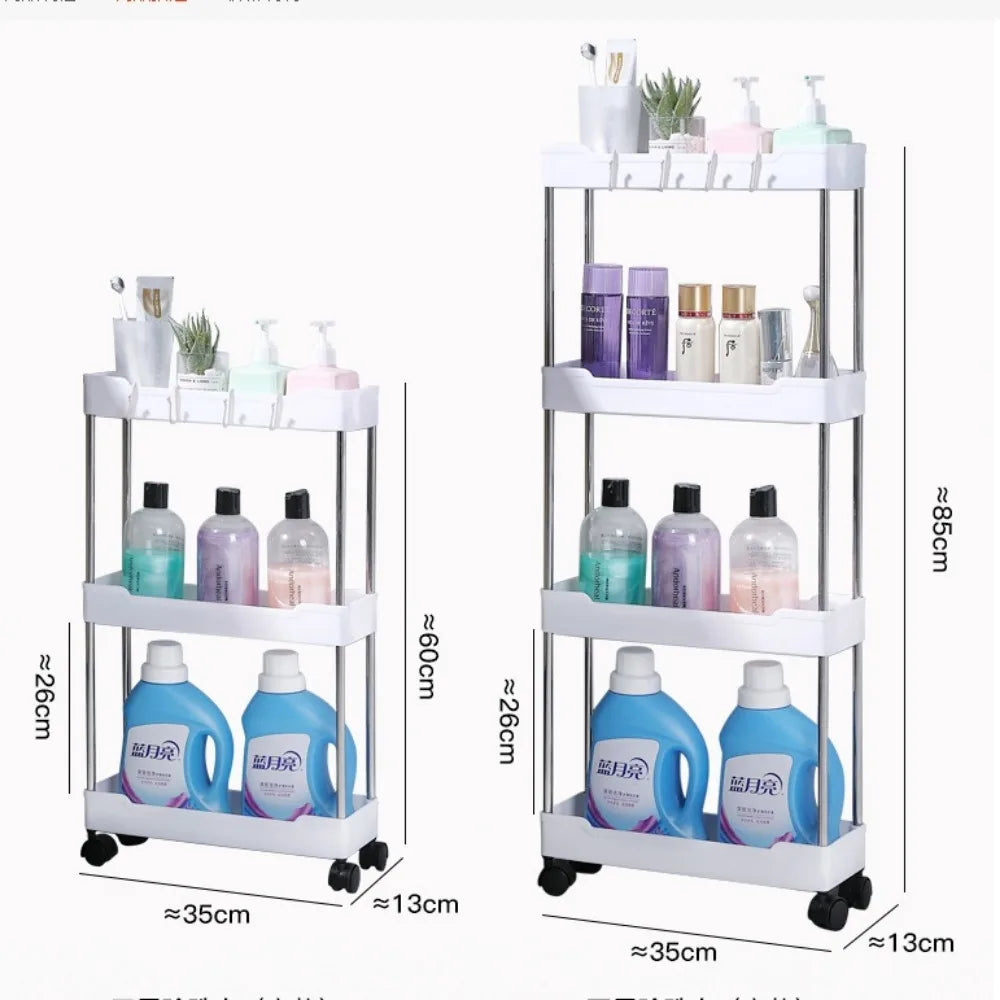 Rolling Bathroom Storage Rack with Wheels: 3/4 Layer Multi-Purpose Utility Cart - Organize Your Bathroom with Ease