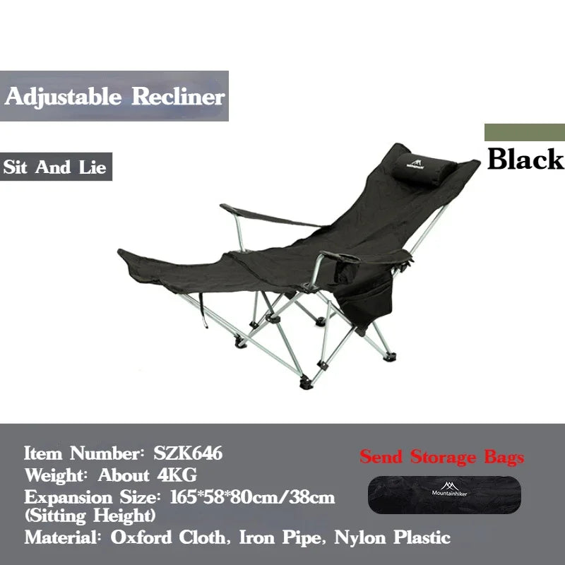 MOUNTAINHIKER 4-Speed Adjustable Folding Lounge Chair – Ultra-Light Portable Camping & Fishing Chair