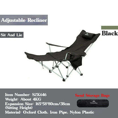 MOUNTAINHIKER 4-Speed Adjustable Folding Lounge Chair – Ultra-Light Portable Camping & Fishing Chair