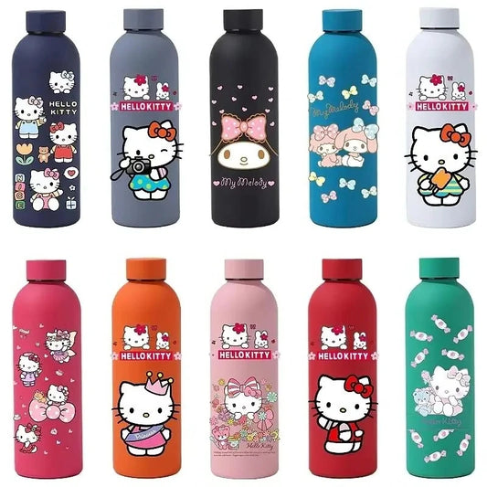 Sanrio Hello Kitty Insulated Sport Bottle — Double-Layer Stainless Steel Vacuum Cup, Small Mouth Coffee Bottle, Angel Color Frosted Finish