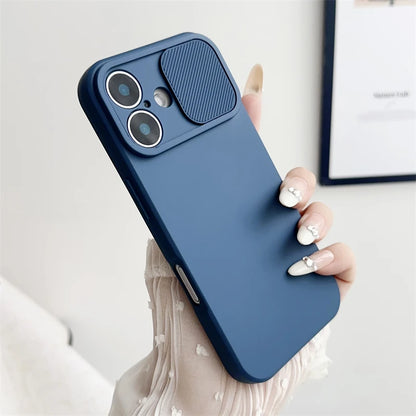 iPhone Slide Camera Lens Protector – Soft Silicone Shockproof Bumper Case for iPhone 7-16