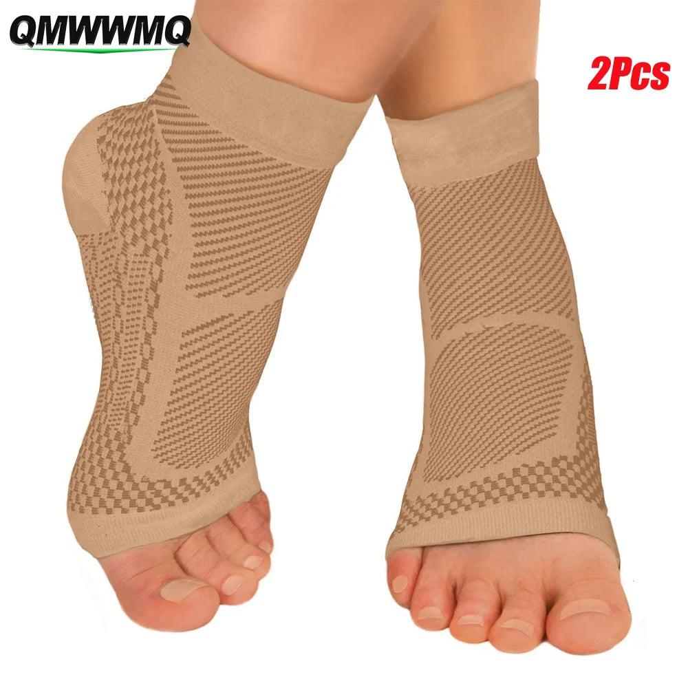 2Pcs Plantar Fasciitis Socks - Ankle Brace Compression Support and Arch Support Sleeves for Achilles Tendonitis