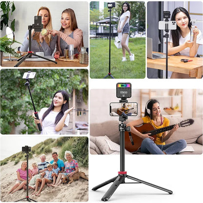 Ulanzi MT-44 1.46M Extendable Selfie Stick Tripod - with Phone Clamp for Cameras, Cellphones - Compatible with Samsung, iPhone, Huawei, Xiaomi