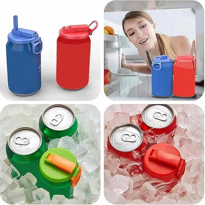 1/2pcs Portable Silicone Soda Can Lids with Straw — Reusable for Beer, Juice, and Canned Drinks
