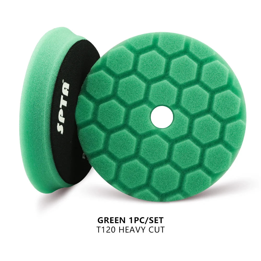 SPTA 5Pcs Car Sponge Wool Polishing Pads Set – 3", 5", 6" for DA/RO/GA Buffer Polisher, Buffing & Waxing