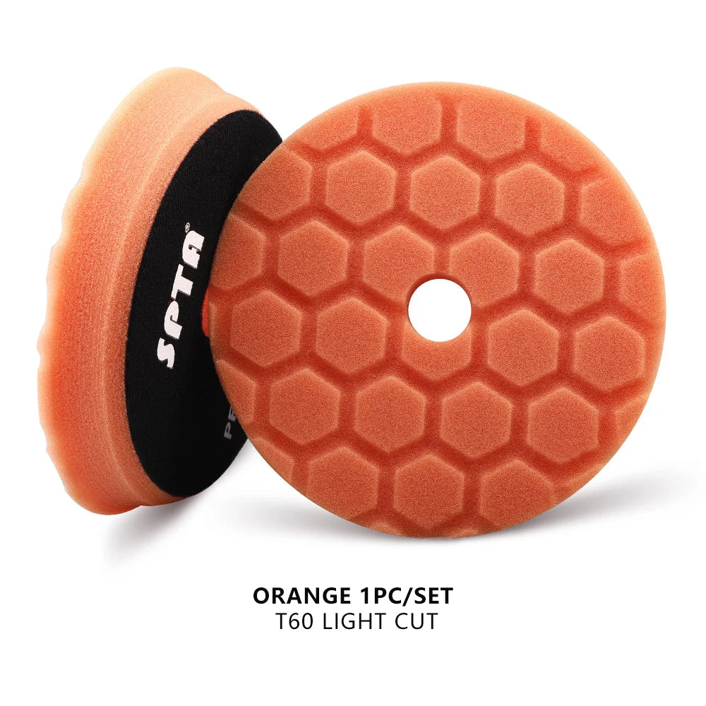 SPTA 5Pcs Car Sponge Wool Polishing Pads Set – 3", 5", 6" for DA/RO/GA Buffer Polisher, Buffing & Waxing