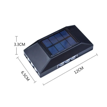 12 LED Solar Wall Lamp – Outdoor Waterproof, Four-Sided Glowing Light for Staircase, Villa, and Balcony Lighting