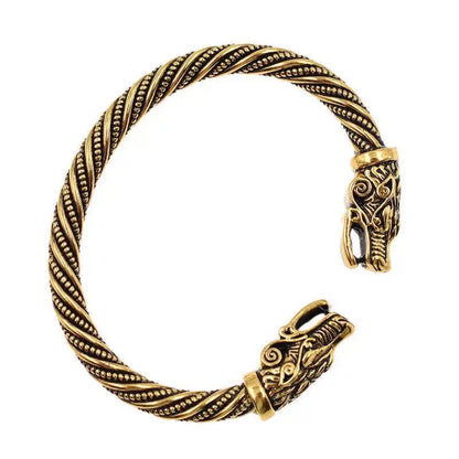 Vintage Viking Double-Headed Wolf Bracelet – Adjustable Twist Design Men's Fashion Punk Jewelry Accessory