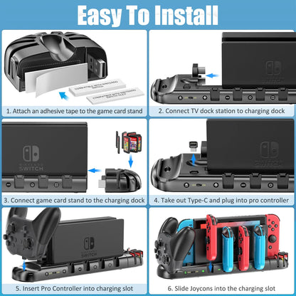 Switch Joy-Con & Pro Controller Fast Charging Dock — 8-Game Slot Station for Nintendo Switch OLED