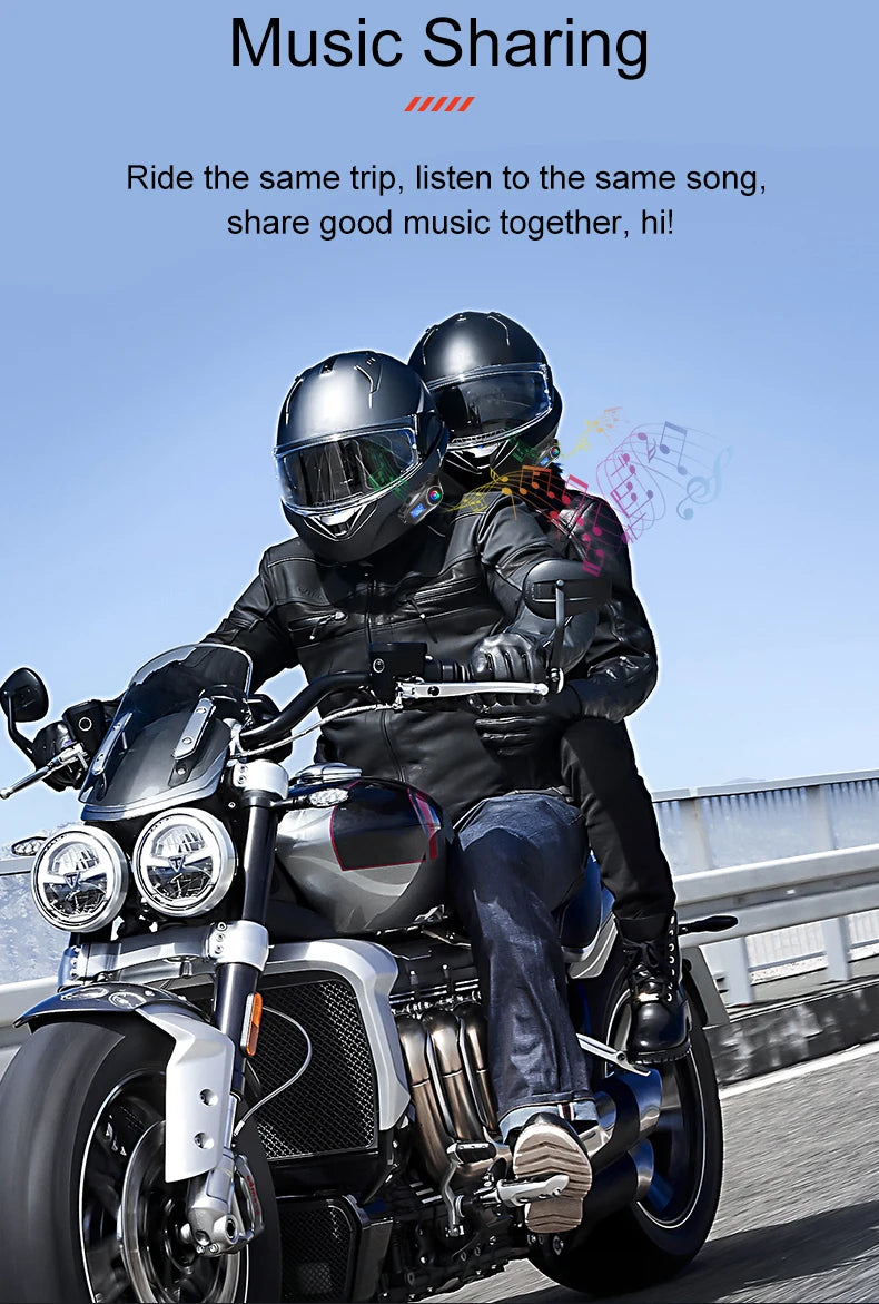 Q58 Max Motorcycle Helmet Bluetooth Intercom – IP65 Waterproof, 500M Range, Multi-Scene Music Sharing