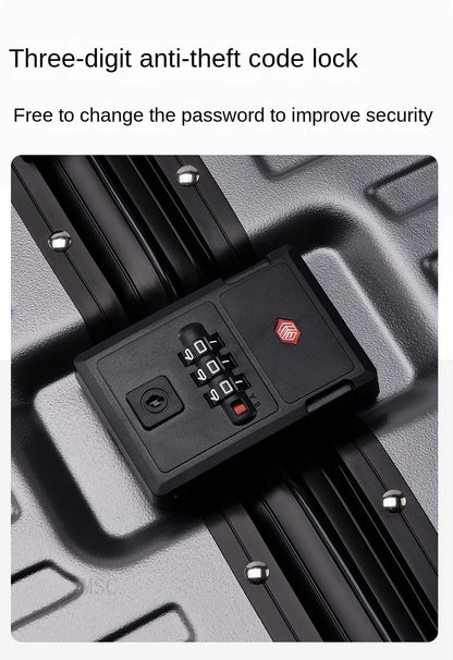 30-Inch Five-Wheel Aluminum Frame Suitcase — Multifunctional Cabin Luggage with Password Lock, USB Port & Cup Holder