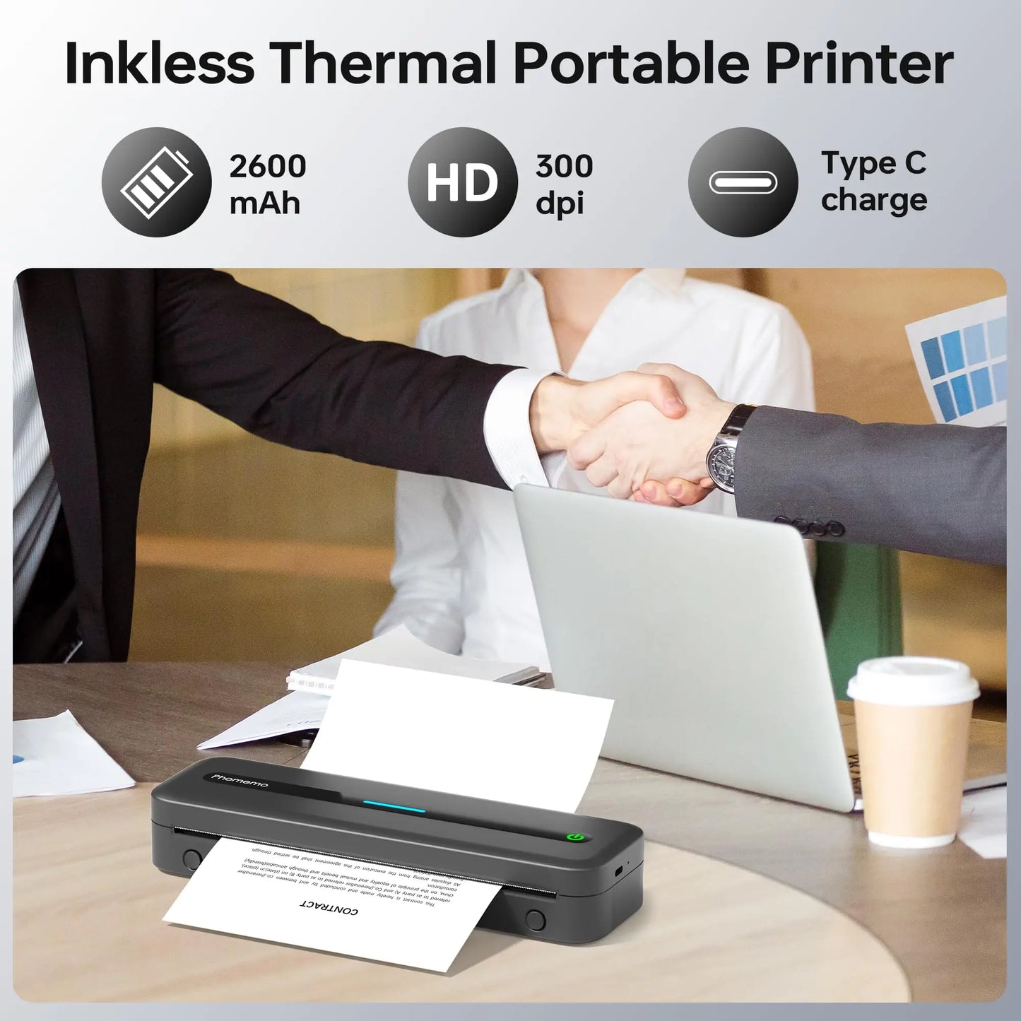 New A4 Portable Wireless Printer M832 – Inkless Thermal 300DPI Mobile Printer for Travel, Work & Home, Android & iOS Support