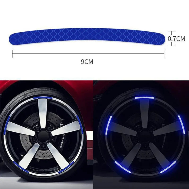 20pcs Reflective Car Wheel Hub Sticker: Luminous Rim Strips for Night Driving | Bike & Motorcycle Wheel Accessories