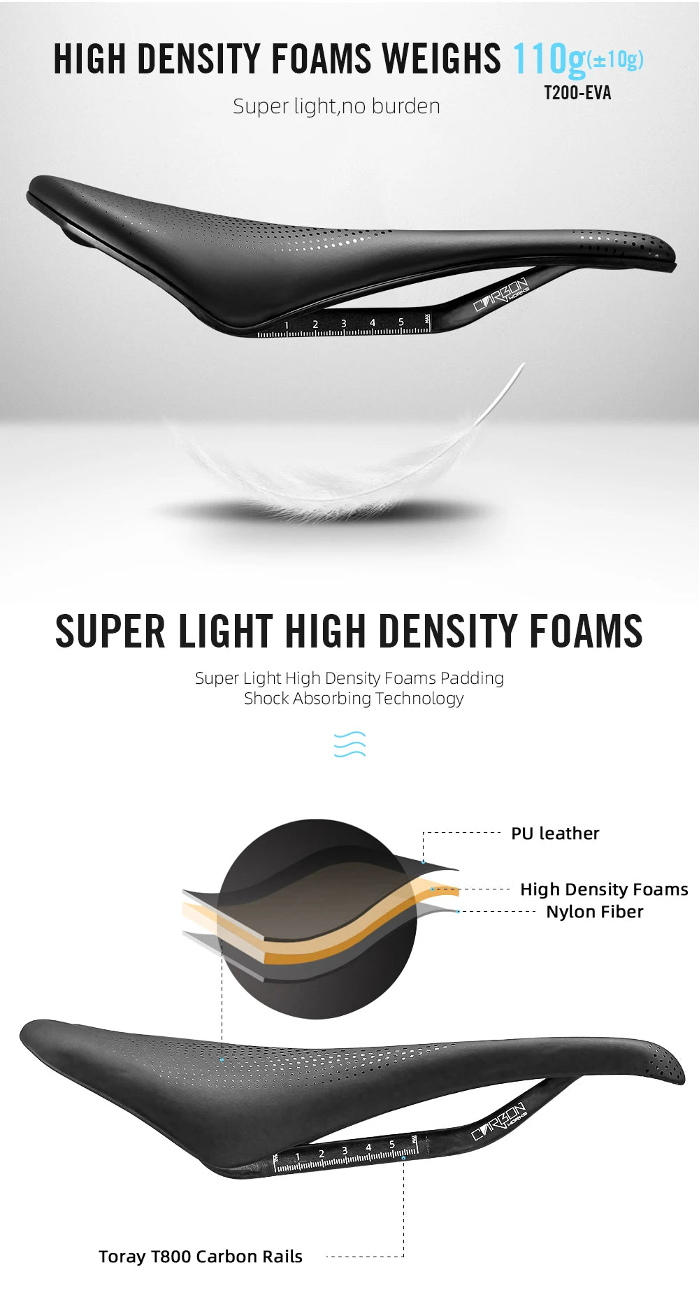 RYET 3D Printed Carbon Bike Saddle — 140/142mm Super Light EVA Road & MTB Racing Seat Cushion