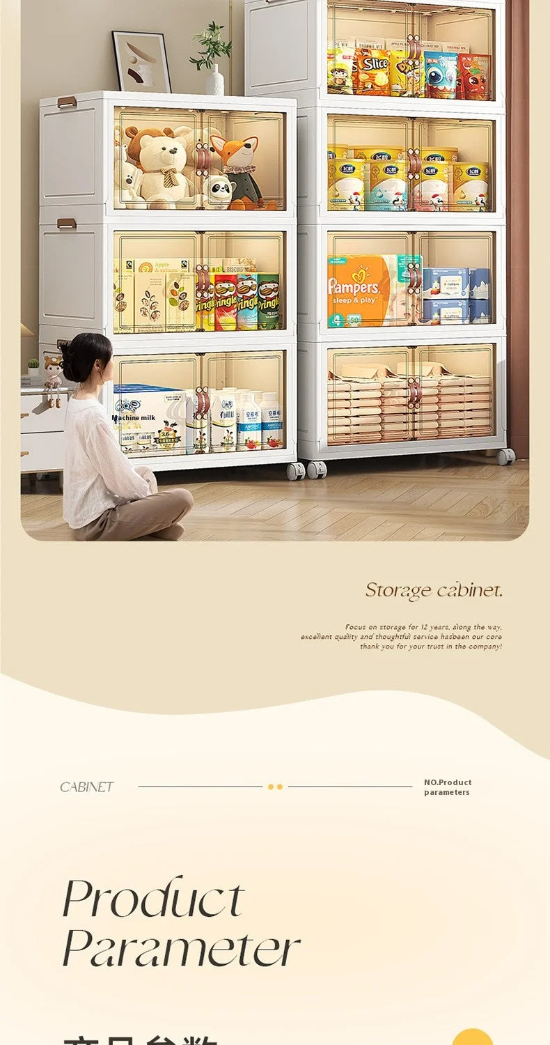 3/4/5 Layers Folding Cabinet Closet Organizer – Stackable Storage Box with Wheels, Large Capacity for Living Room Sundries