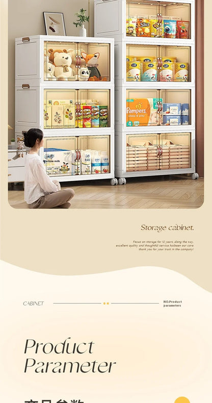 3/4/5 Layers Folding Cabinet Closet Organizer – Stackable Storage Box with Wheels, Large Capacity for Living Room Sundries