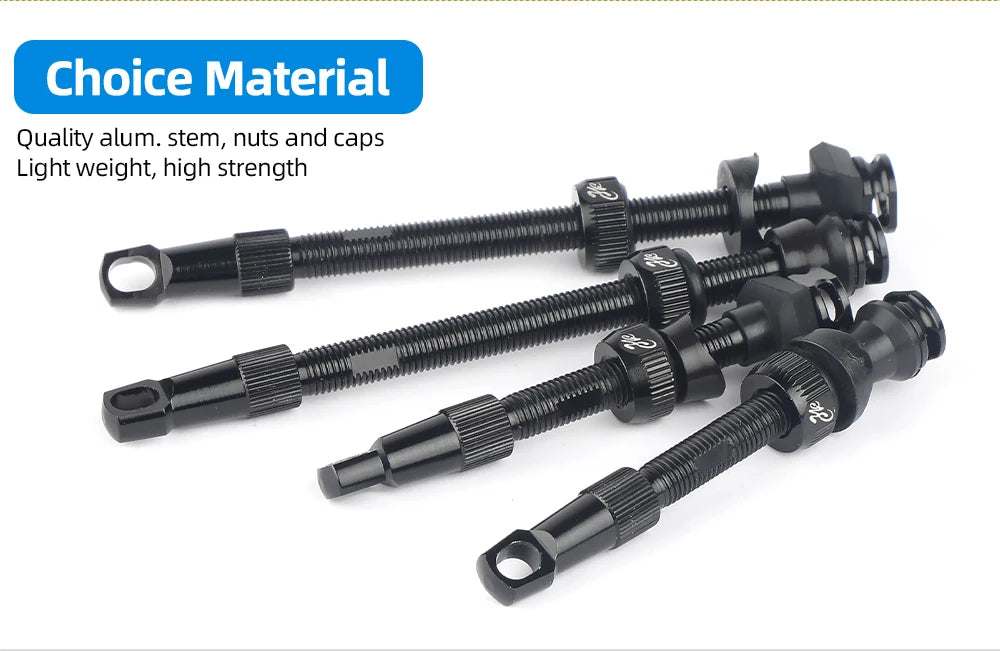 Bicycle Tubeless Presta Valve – Carbon Rim F/V Nipple with Detachable Brass Core & Cap for MTB Tires (40–80mm)