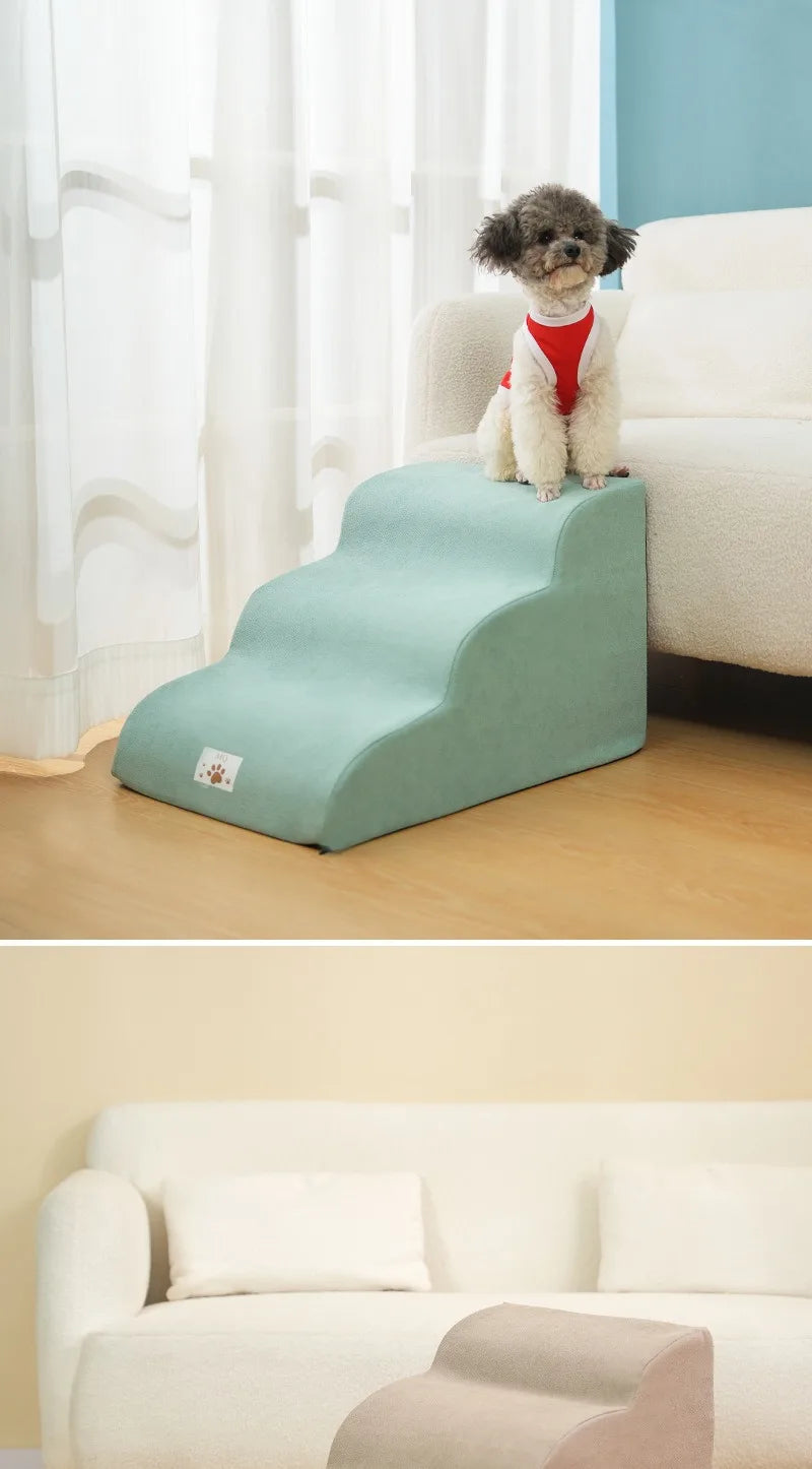 Pet 2/3-Step Stair Ramp for Dogs and Cats - Memory Foam Sponge, Removable and Washable, Training Pet Ramp for Sofa