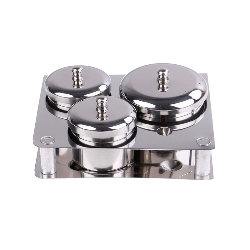 3-Piece Stainless Steel Dappen Dish Set – Manicure Nail Art Powder & Liquid Container Organizer Tray