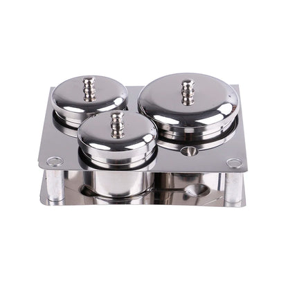 3-Piece Stainless Steel Dappen Dish Set – Manicure Nail Art Powder & Liquid Container Organizer Tray