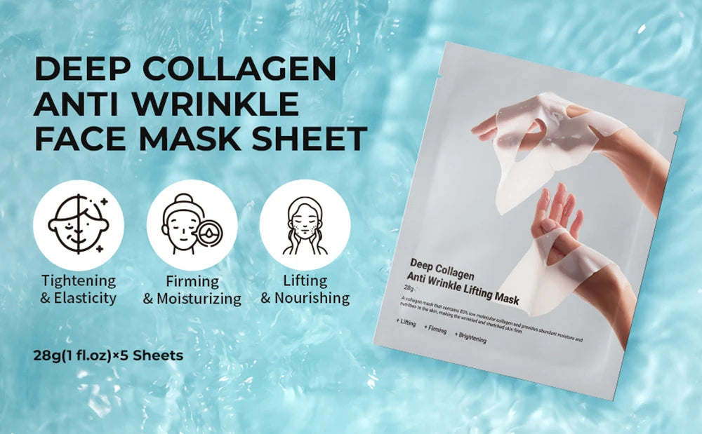 Deep Collagen Anti-Wrinkle Lifting Mask – Overnight Face Mask for Firming & Moisturizing (5 Pack)